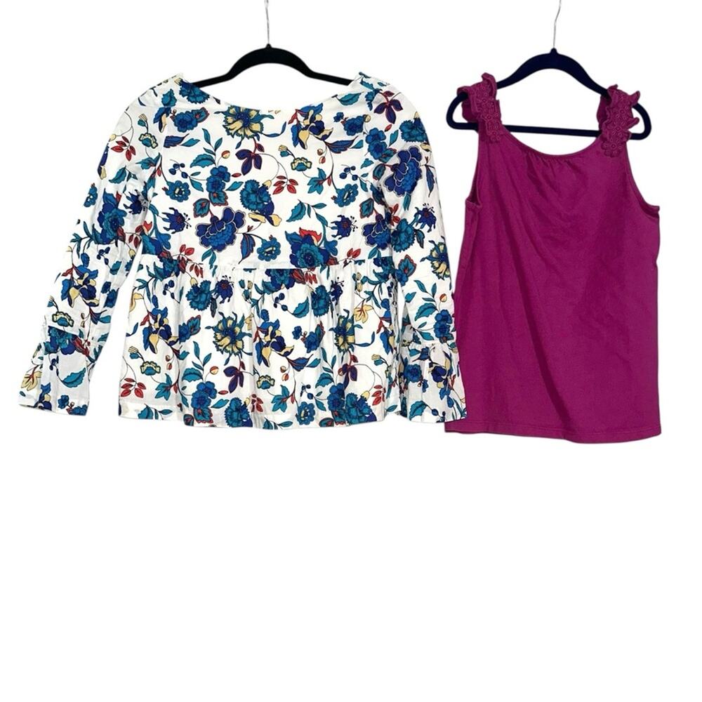 Janie and Jack Set of 2 Girls Floral Blouse and Tank 12 Bundle